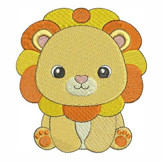 Matriz de Bordado Leãozinho Colorido Fofo Leão 000005